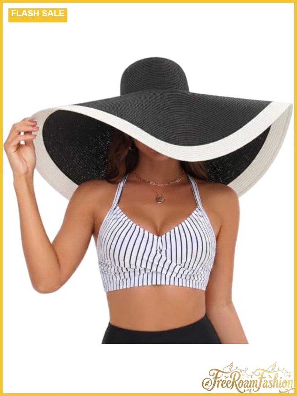 Oversized Raffia Straw Sun Hat Floppy Wide Brim UV Protection Packable
